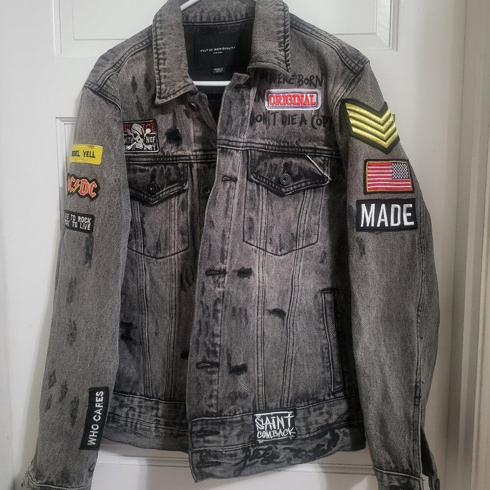 SOLD  SOLD.  Cult of Individuality Black Demin studded Jean Jacket